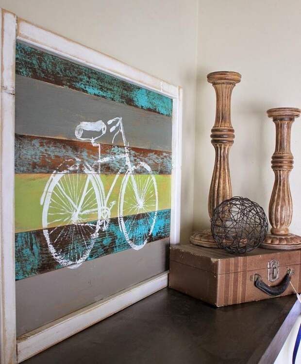 Изображение велосипеда на декоративных досках
