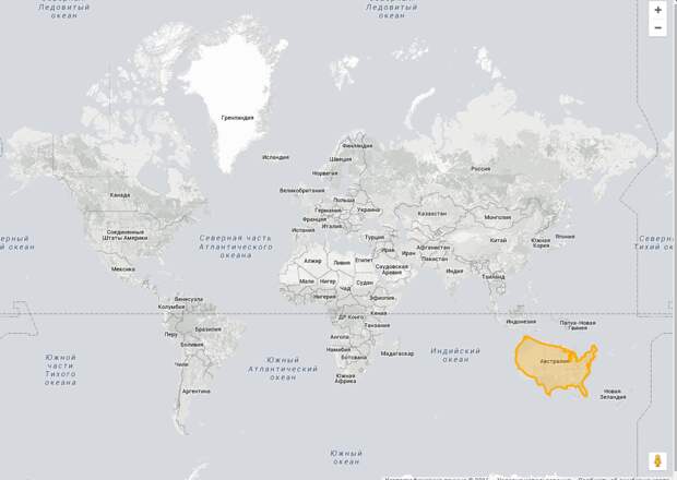 США почти как Австралия Размеры, картография, карты, проекция, страны