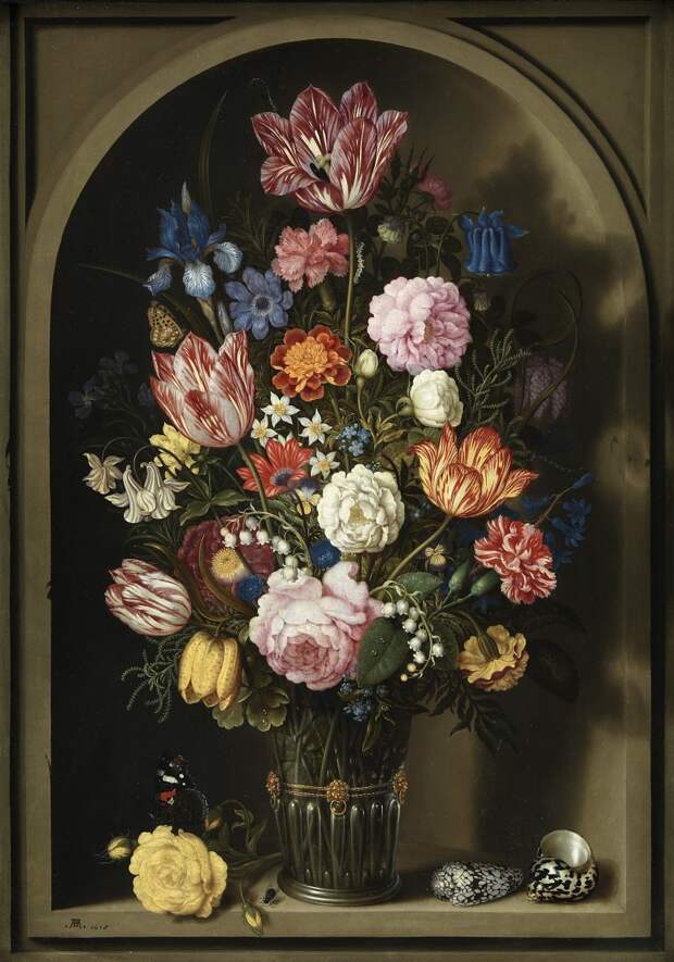 Копенгаген (СМК) Датская национальная галерея - Ambrosius Bosschaerts den Ældre (1573-1621) - Bouquet of Flowers in a St