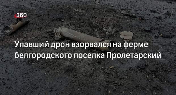 Белгородский губернатор Гладков: дрон взорвался на ферме поселка Пролетарский