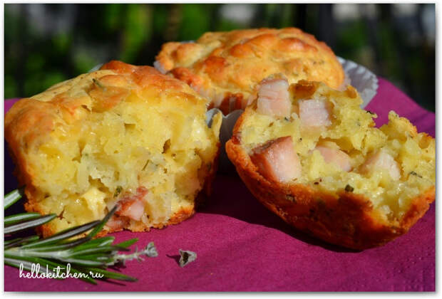 Маффины с ветчиной, сыром и пряными травами 10-