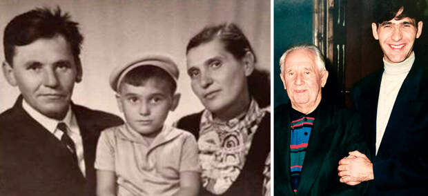 Сергей Пускепалис. Слева в детстве с папой и мамой. Справа с отцом 