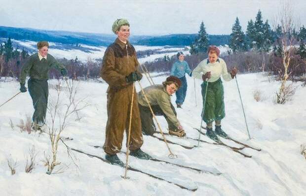 Картина Лихачева - Лыжный спорт.