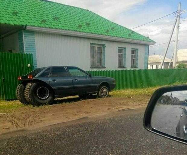 Как из городской машины сделать сельскую житейская хитрость, изобретатель, лайфхак, прикол, рукожоп, смекалка, юмор