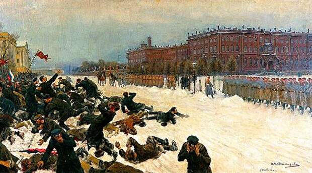 И. Владимиров. Расстрел рабочих у Зимнего дворца 9 января 1905 года