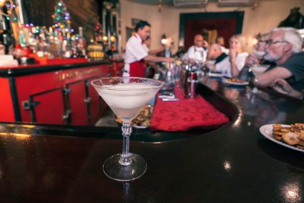 Interior view of Ernest Hemingway's favorite bar Floridita with bar View in Havana Cuba