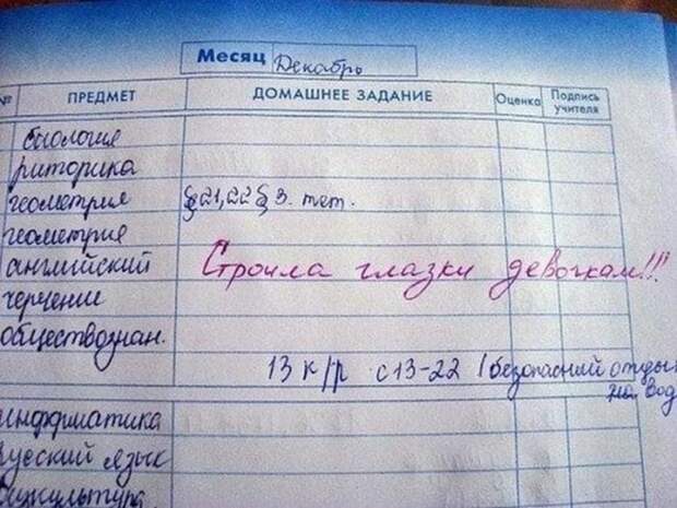 25 смешных замечаний в школьных дневниках 25 смешных замечаний в школьных дневниках