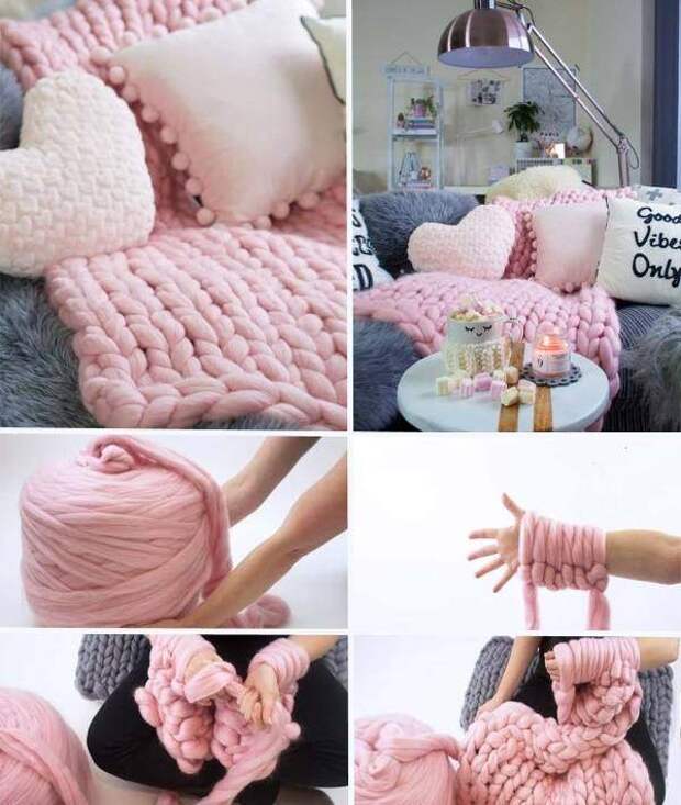 Крупной вязки покрывала на кровать своими руками - фото пошагово Как сделать плед крупной вязкой своими руками - пошаговое фото