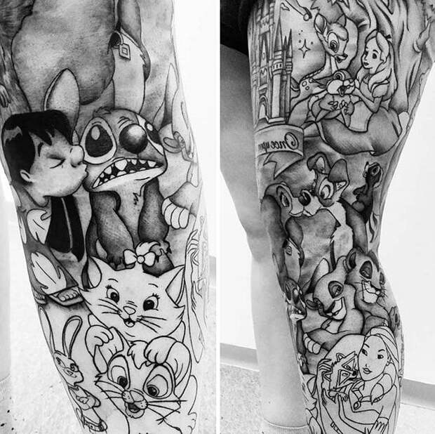 Фотографии оригинальных татуировок на ногах