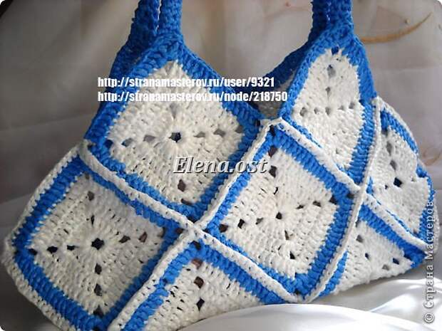 Гардероб Мастер-класс Вязание Вязание крючком Вязаная сумка из квадратов Материал бросовый Полиэтилен фото 6