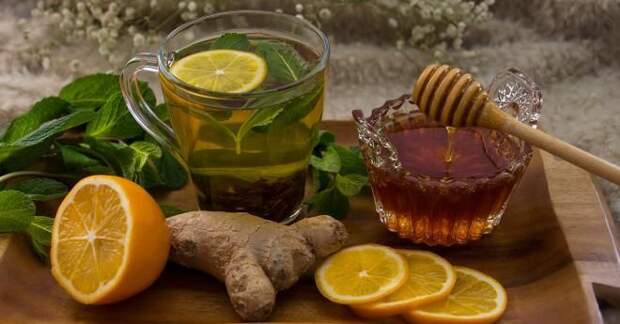 Имбирный чай с мятой и медом