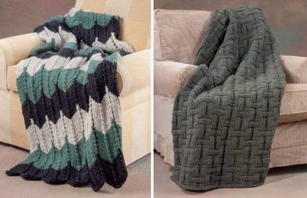 Как связать плед на диван своими руками Небольшие вязанные пледы и покрывала своими руками