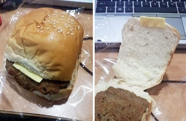 Чизбургер из Манилы: а где, собственно, сыр? дурная шутка, еда, не повезло, несъедобное, неудача, пища, продукты, смешно