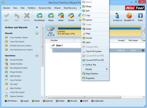 MiniTool Partition Wizard Professional - бесплатная лицензия