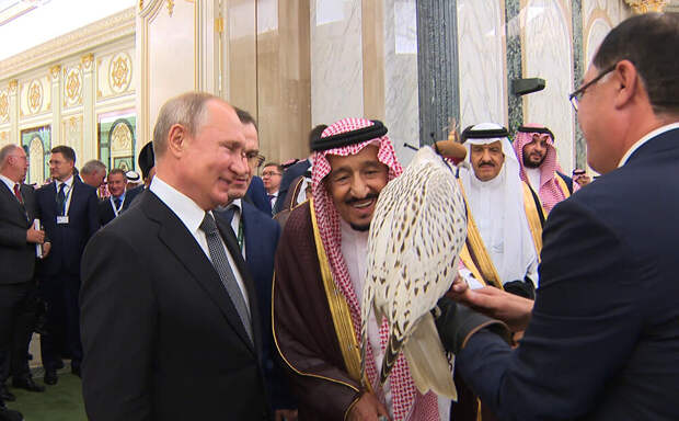 Во время своего визита в знак дружбы Владимир Путин подарил королю Саудовской Аравии редчайшего белого кречета