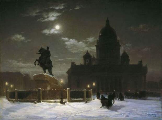 В. Суриков. Вид памятника Петру І на Сенатской площади в Петербурге, 1870 В. Суриков. Вид памятника Петру І на Сенатской площади в Петербурге, 1870