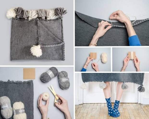 Как украсить покрывало кисточками из ниток Как можно украсить покрывало своими руками