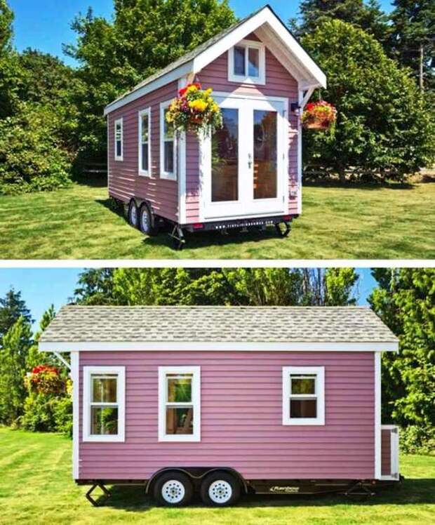 На 15 кв. метрах удалось создать уютный домик для отдыха во время путешествий («Poco Pink», Канада). | Фото: webniusy.com.