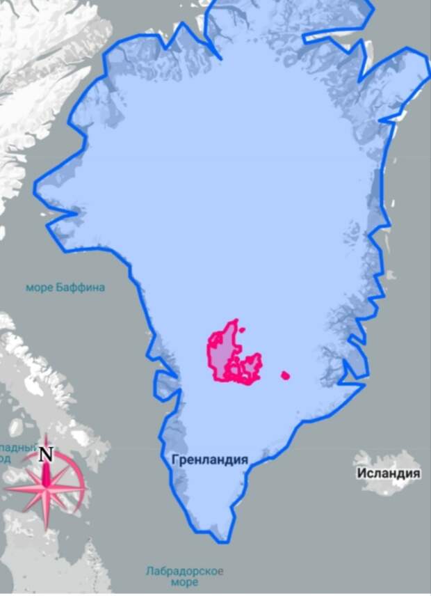 Дания на карте Гренландии