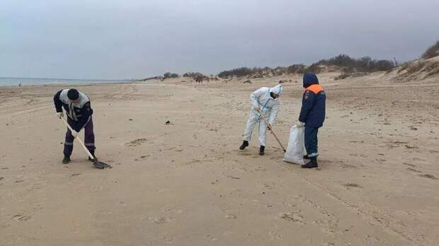 Сильный шторм вынес на берег в Анапе новую порцию мазута со дна Черного моря
