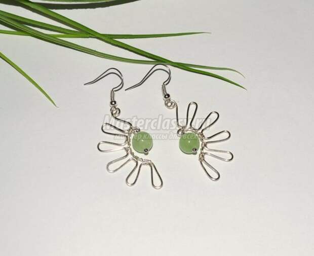 wire Wrap. Серьги из проволоки с ониксом