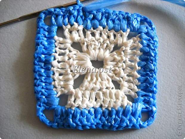 Гардероб Мастер-класс Вязание Вязание крючком Вязаная сумка из квадратов Материал бросовый Полиэтилен фото 42