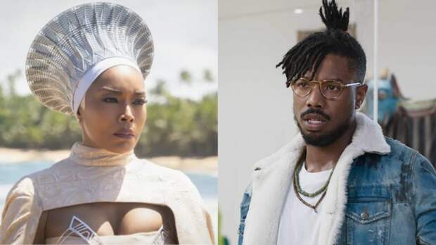 angela bassett and michael b jordan in black panther