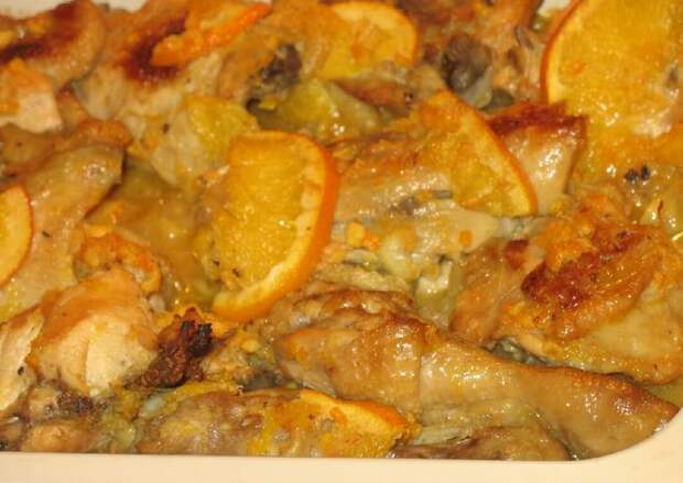 Курица с картошкой под апельсинами recipe main photo