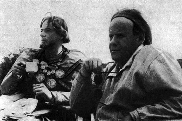 Sergei Eizenshtein i Nikolai Cherkasov Режиссер Сергей Эйзенштейн и Николай Черкасов. Снимается фильм ледовое побоище.