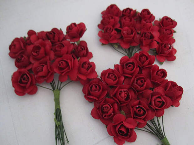 36 Маленькая - Ruby Red бумажные цветы - мини-букет - нежности