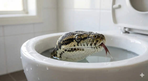 "Смотрите куда садитесь": ковровый питон залез в унитаз в нацпарке Австралии