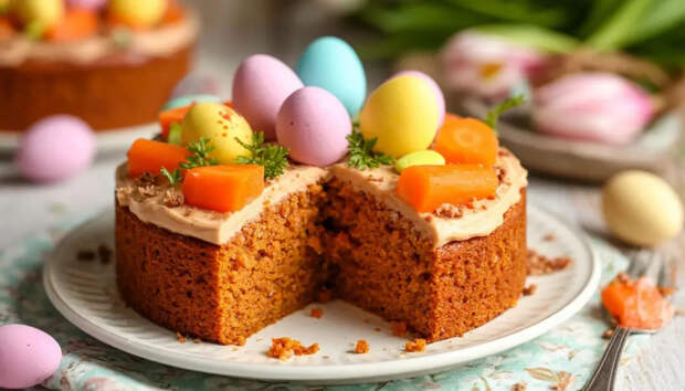 Испеките морковный кекс вместо кулича: сочный, влажный, со сливочной шапкой