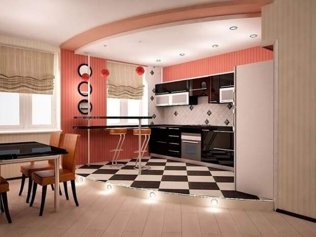 Зонирование кухни и гостиной: как сделать из одной комнаты две без использования стен (60 фото)