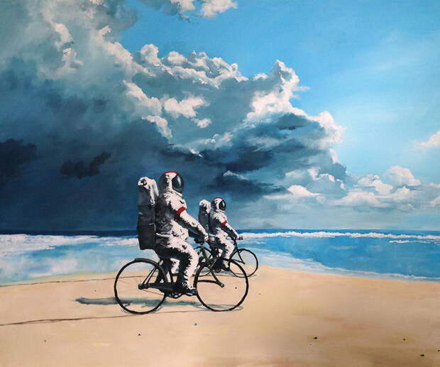 Космонавты и летающие фрукты: картины Thomas Krahn