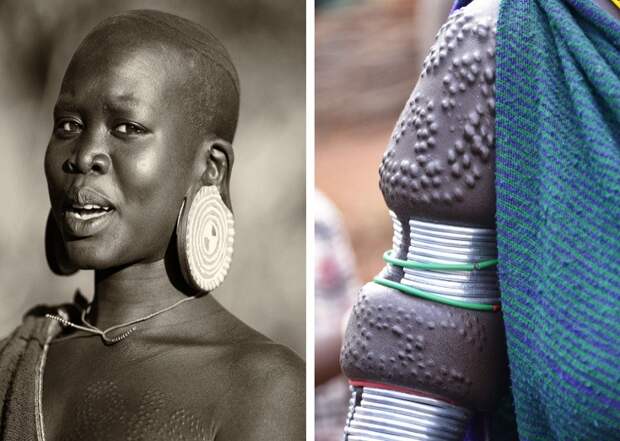 Шрамирование, скарификация, племя Сури Африка