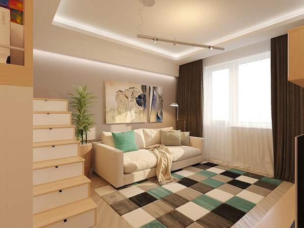 В однокомнатной квартире всегда уютно и комфортно. / Фото: designinside.ru