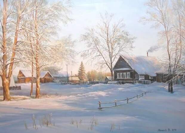 Деревня глазами Палачева В.Н. Пейзаж, Картина, Длиннопост