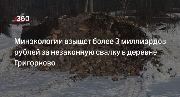 Минэкологии взыщет более 3 миллиардов рублей за незаконную свалку в деревне Григорково
