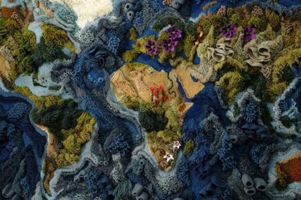 6-метровый ботанический гобилен карты мира