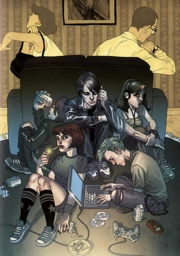 Жесткие иллюстрации Asaf Hanuka о современной жизни Жесткие иллюстрации Asaf Hanuka о современной жизни