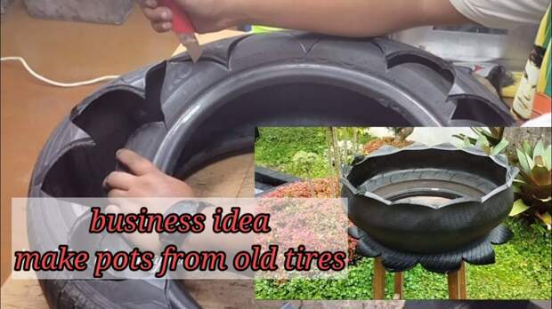 Flower pots from used tires_business ideas