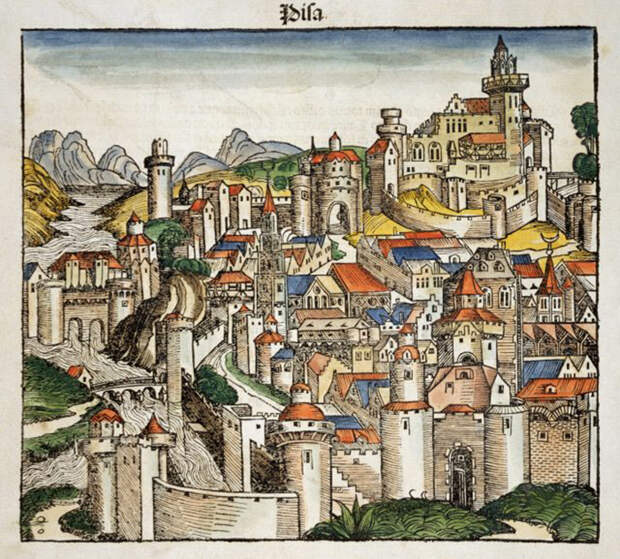 Рисунок средневекового города Пиза. / Фото: Архив исторических изображений / Getty Images