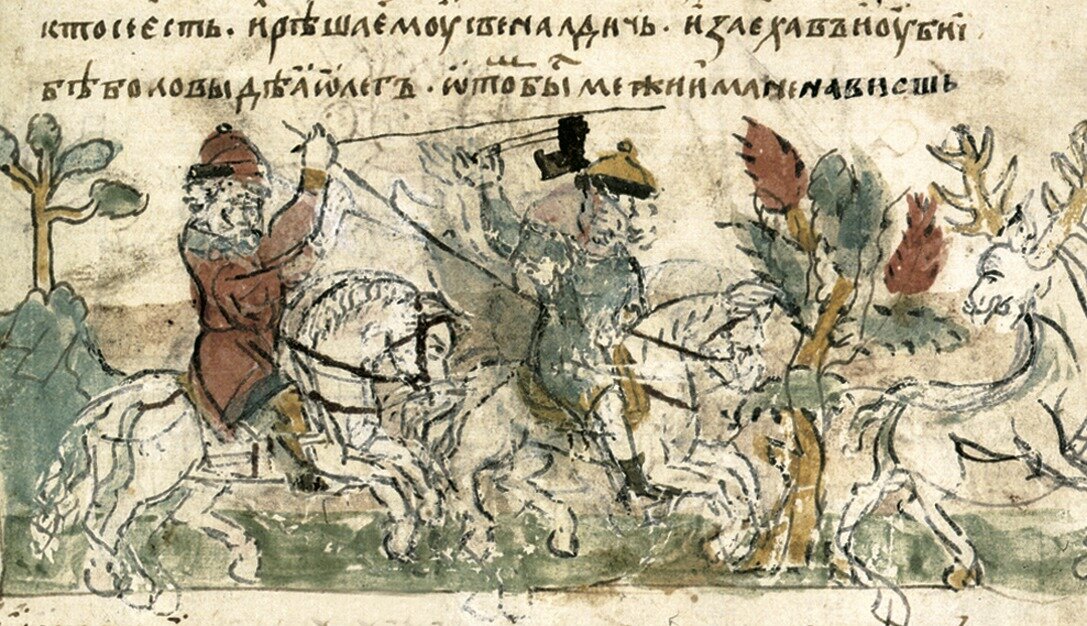 Убийство Люта Свенельдича (летописная миниатюра) (Иллюстрация из открытых источников)