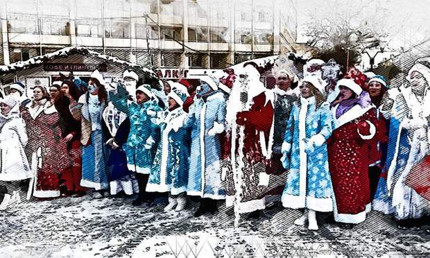 Мэр Орла возглавил новогоднее шествие Дедов Морозов и Снегурочек