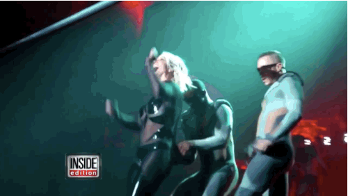 It all went down while she was performing her iconic hit "3" and her dancers saved her.