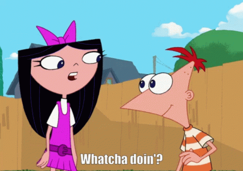 Источник: https://tenor.com/view/isabella-phineas-phineas-and-ferb-whatcha-doin-gif-15622357