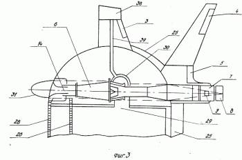 Газодинамическая система летательный аппарата, вид сверху (из патента РФ RU2033945)