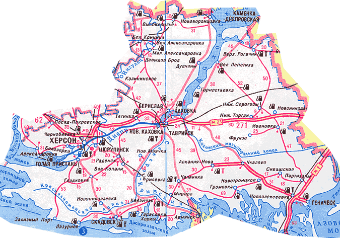 Карта херсонской области с городами и селами