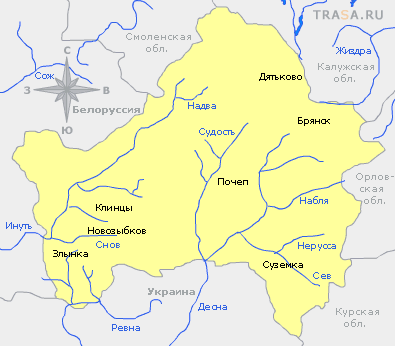 Карта реки десны брянск